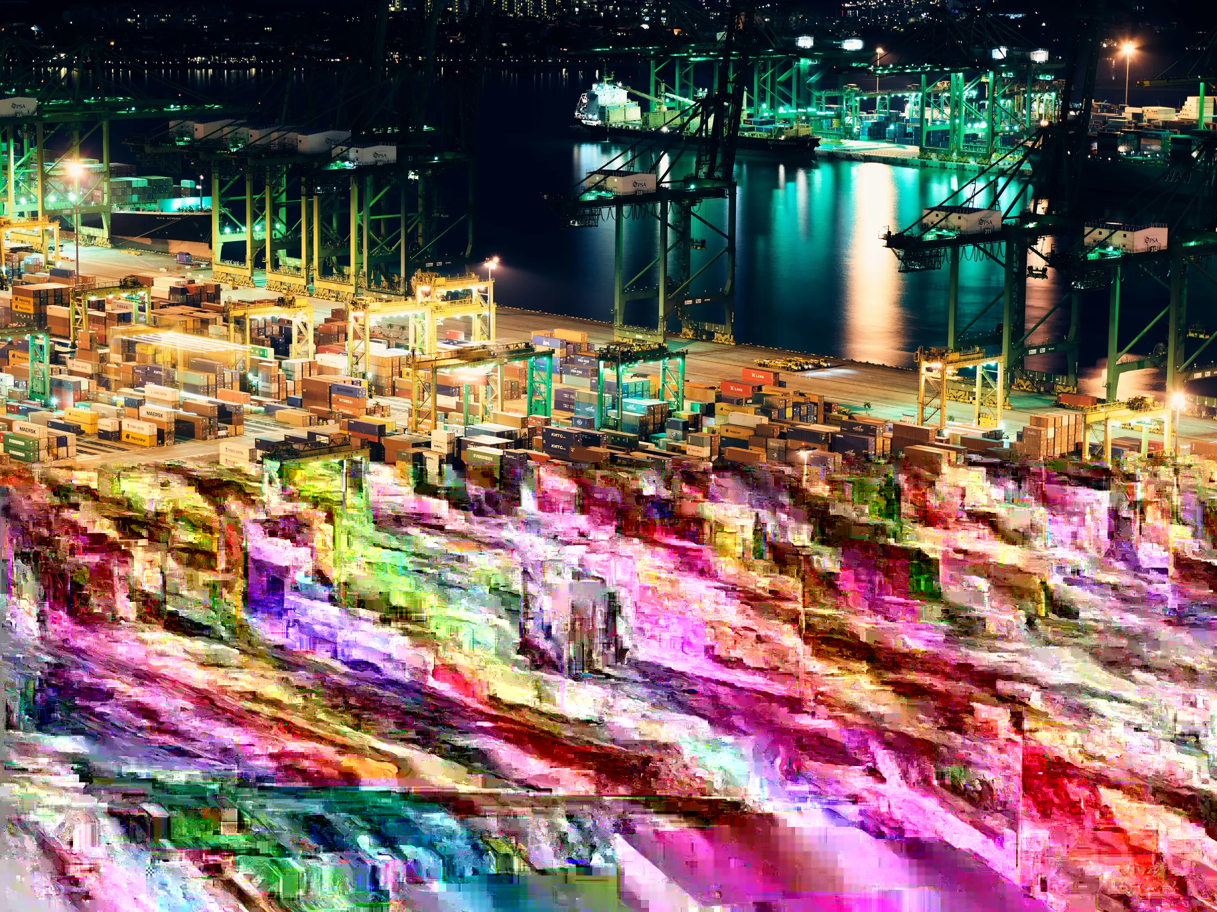 Container port operating at night